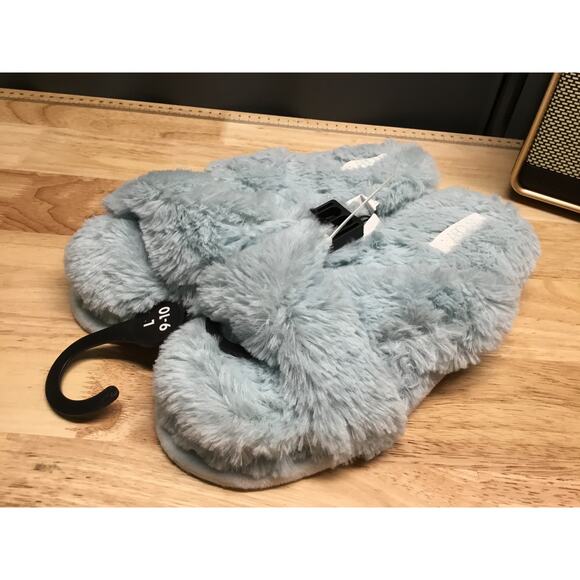 Abound Shoes - Abound Slippers Women's 10 Light Blue Aqua Slip-on Cross Strap Open Toe Comfort